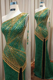 Gorgeous Long One Shoulder Beading Lace Sheath Modest Eveing Prom Dresses Y0044