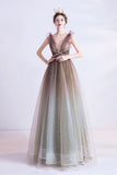 Pretty V-Neck Backless Floor Length Long Princess Prom Dress Prom Gowns  Y0052