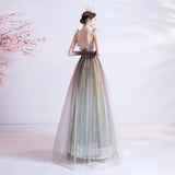 Pretty V-Neck Backless Floor Length Long Princess Prom Dress Prom Gowns  Y0052