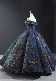 Pretty Off The Shoulder Ball Gown Prom Dress Long Formal Evening Gowns Y0059
