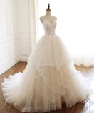 Modest Spaghetti Straps Long Ball Gown Lace Up Wedding Dress Y0064