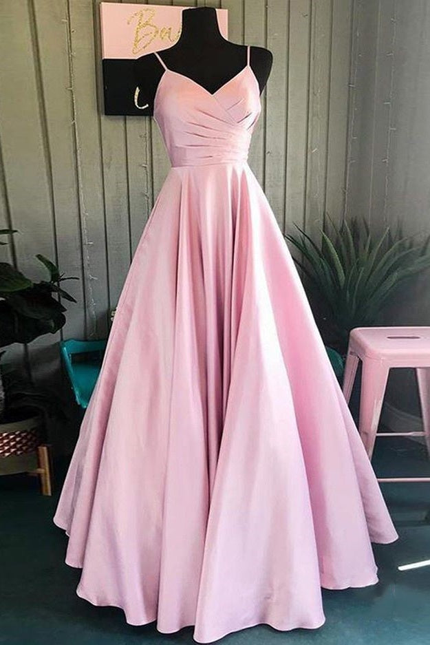 Elegant Style Long Pink Satin Prom Dresses For Teens Cute Dresses Y0069