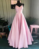 Elegant Style Long Pink Satin Prom Dresses For Teens Cute Dresses Y0069