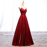 Modest Strapless Loong A Line Red Lace Up Prom Dresses Evening Dresses Y0080