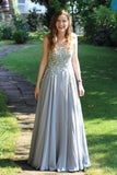 Cute A Line Floor Length Beading Prom Dresses For Teens Party Dresses Y0091