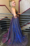 Glitter Front Split Long Zipper Back Pretty Prom Dresses Cute Dresses Y0098