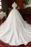 Pretty Off The Shoulder Ball Gown Beading Wedding Dress Modest Bridal Gowns Y0106