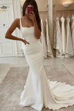 Square Neckling Mermaid Long Wedding Dress Classy Bridal Gowns Y0112