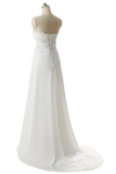 Pretty Sweetheart A Line Lace Chiffon Long Ivory Beach Wedding Dress Y0117