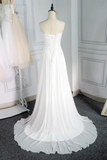 Classy Sweetheart Long Ivory Lace Chiffon Beach Wedding Dress Y0124