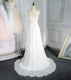 Classy Sweetheart Long Ivory Lace Chiffon Beach Wedding Dress Y0124