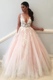 Deep V-neck Long A-line Beauty Pink Princess Dresses Prom Dresses Y0138
