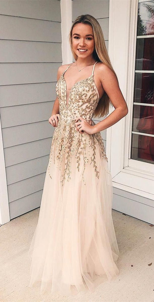 A-line Long Tulle Prom Dress For Teens Lace Party Gowns Y0140