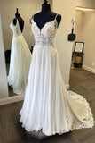 Charming Long A Line Classy Chiffon Beach Wedding Dresses Bridal Gowns Y0151
