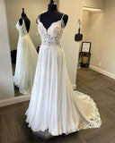 Charming Long A Line Classy Chiffon Beach Wedding Dresses Bridal Gowns Y0151