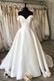 Formal Elegant Off The Shoulder Long Satin Wedding Dresses Y0154