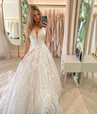 Beautiful Long A Line Lace Wedding Gowns Elegant Bridal Dresses Y0158