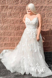 Chic Spaghetti Straps Long Flowy Wedding Dresses Bridal Dresses Y0159