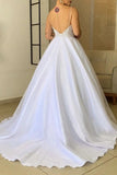 Modest Spaghetti Straps Satin Long Wedding Dresses For Women Y0161