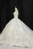 Amazing Ball Gown Glitter Off The Shoulder Lace Up Back Wedding Dresses Y0163