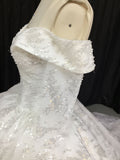 Amazing Ball Gown Glitter Off The Shoulder Lace Up Back Wedding Dresses Y0163