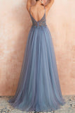 Cute Spaghetti Straps V-Neck Beading Long Front Split Prom Dresses Y0164