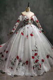 Newest Off The Shoulder Long Sleeves Lace Ball Gown Wedding Dresses Princess Dresses Y0165
