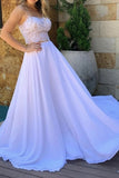 Flowy Long Two Pieces Lace Chiffon Beach Wedding Dresses Y0174