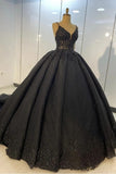 Amazing Ball Gown Spaghetti Straps Black Lace Long Prom Dress Princess Dress Y0175