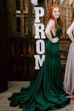 Mermaid Front Split Green Sequin Shiny Long Prom Dresses Y0182