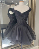 Black Off The Shoulder Short Prom Dresses Beauty Homecoming Dresses Y0184