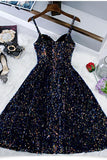 Sparkly Style Tea Length Cute Homecoming Dresses Pretty Party Dresses Y0206