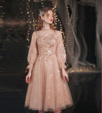 Glitter Long Sleeves A Line Homecoming Dresses Elegant Prom Dresses Y0210