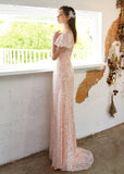 Glitter Elegant Backless Long Prom Dresses Cute Party Dresses Y0214