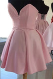 Simple Strapless Pink A Line Short Homecoming Dresses Y0231