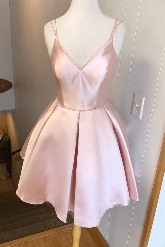 Cute Spaghetti Straps A Line Backless Homecoming Dresses Event Dresses Y0238