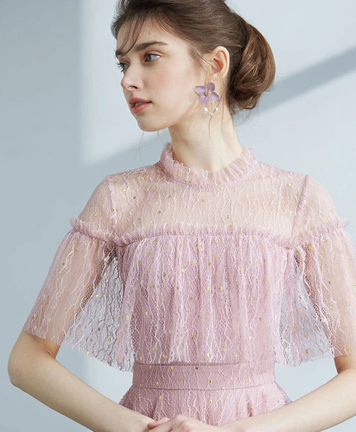 Classy A Line Pink Lace Short Homecoming Dresses