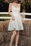 A Line V-Neck Spaghetti Straps Short Homecoming Dresses