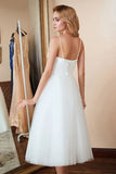 Spaghetti Straps Ivory Satin Tulle Beach Wedding Dress Y0260