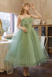 Charming Strapless Lace Up Tulle Princess Prom Dresses Homecoming Dresses