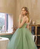 Charming Strapless Lace Up Tulle Princess Prom Dresses Homecoming Dresses