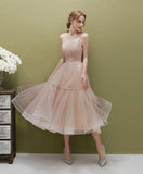 Classy Spaghetti Straps Tea Length Tulle Prom Dresses Party Dresses N2093