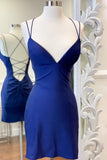 Short Backless Royal Blue Homecoming Dresses Party Dresses Y0275