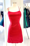 Casual Red Spaghetti Straps Short Sheath Homecoming Dresses Y0287