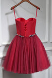 Strapless Short Lace Up Tulle Homecoming Dress Event Dress Y0291