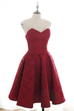 Classy Sweetheart Burgundy Lace Short Homecoming Dresses Cocktail Dresses Y0298