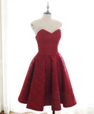 Classy Sweetheart Burgundy Lace Short Homecoming Dresses Cocktail Dresses Y0298