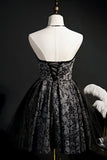 New Arrival Strapless Black Lace Vintage Short Homecoming Dresses Y0303