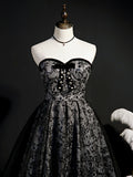 New Arrival Strapless Black Lace Vintage Short Homecoming Dresses Y0303