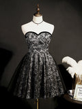 New Arrival Strapless Black Lace Vintage Short Homecoming Dresses Y0303